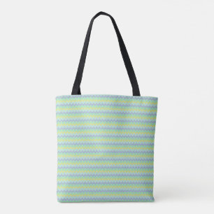 Small chevron pattern in blue green colours tote bag