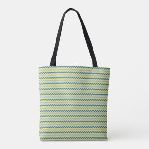 Small chevron pattern in green blue colours tote bag