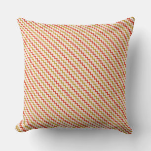 Small chevron zigzag natural red pink yellow ochre cushion