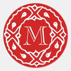 Small Christmas envelope seal with wreath monogram