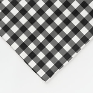 Small Classic Gingham Check Plaid Pattern Black Fleece Blanket