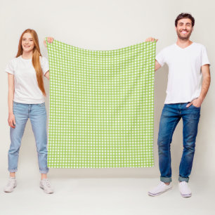 Small Classic Gingham Check Plaid Pattern Green Fleece Blanket