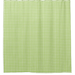 Small Classic Gingham Check Plaid Pattern Green Shower Curtain