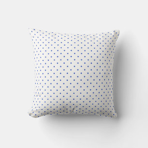 Small Cobalt Blue Polkadots on White Throw Pillow
