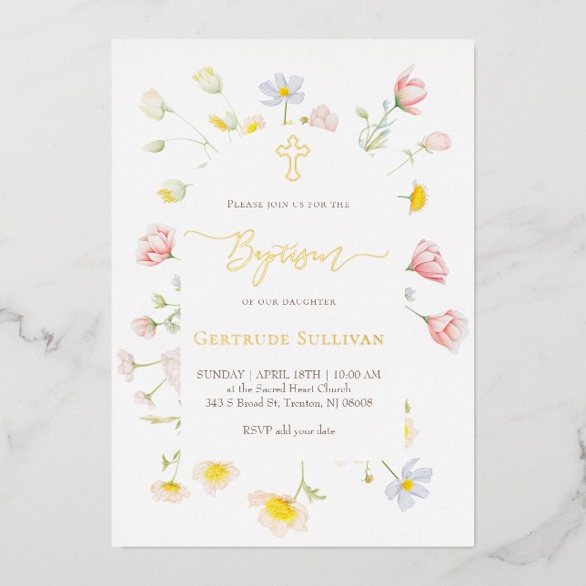 small colourful flowers Baptism (Front)