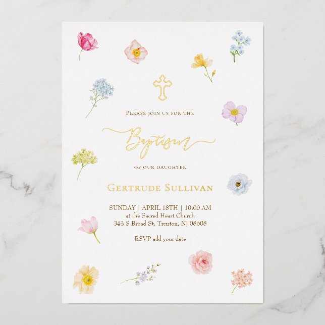 small colourful flowers Baptism (Front)