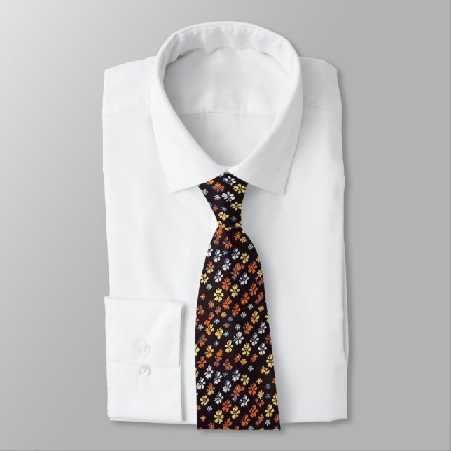 Small Colourful Flowers Pattern Tie (Tied)