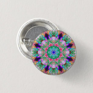 Small Colourful Psychedelic Dreamy Mandala Button