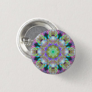 Small Colourful Psychedelic Dreamy Mandala Button