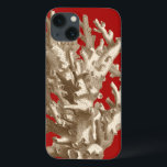 Small Coral in Red iPhone 13 Case<br><div class="desc">Go underwater to explore the sea with all these different sea creatures. This vintage piece of sea art involving a red background and stylish tan coral is a perfect addition to any sea anemone lovers. Get your art print today on your product.</div>