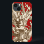 Small Coral in Red iPhone 13 Case<br><div class="desc">Go underwater to explore the sea with all these different sea creatures. This vintage piece of sea art involving a red background and stylish tan coral is a perfect addition to any sea anemone lovers. Get your art print today on your product.</div>