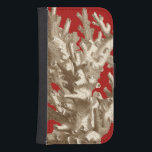 Small Coral in Red Samsung S4 Wallet Case<br><div class="desc">Go underwater to explore the sea with all these different sea creatures. This vintage piece of sea art involving a red background and stylish tan coral is a perfect addition to any sea anemone lovers. Get your art print today on your product.</div>