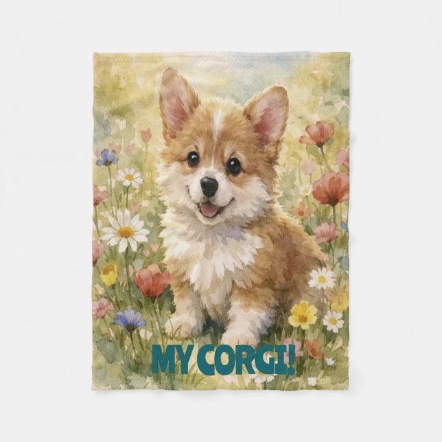 Small Corgi Customized Blanket (Front)