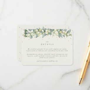 Small Cream Snowberry+Eucalyptus Wedding Details Enclosure Card