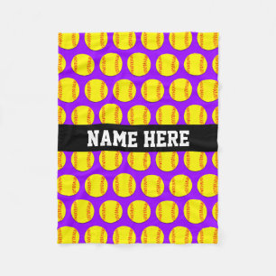 Small Custom Fleece Softball Blanket - Purple