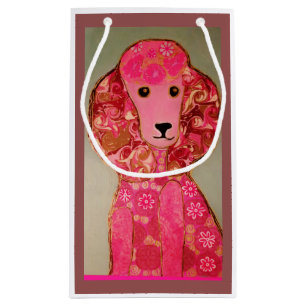Small Custom Gift Bag with Pink Poodle Dog