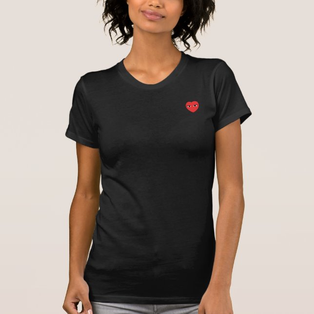 Small Cute Red Heart with Eyes T Shirt (Front)