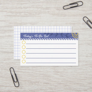 Small Daily To-Do List with Drawing Grid on Back Business Card