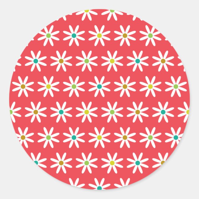 Small Daisy Dots II Classic Round Sticker (Front)