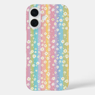 Small Daisy Rainbow Colour Pattern iPhone 16 Case