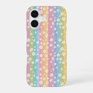 Small Daisy Rainbow Colour Pattern iPhone 16 Case