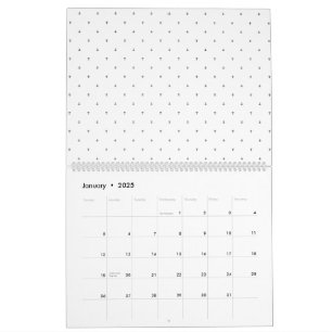 Small, dark-grey plus signs and dots arranged in a calendar