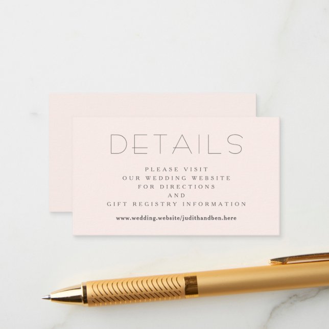 Small Details Wedding Website Enclosure Card (Front/Back In Situ)