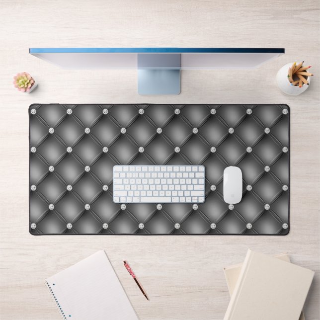 Small Diamond Tufted Design, Black Desk Mat (Office 1)