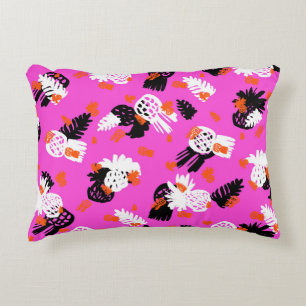 Small ditsy pattern with tropical motifs, hand dra decorative cushion