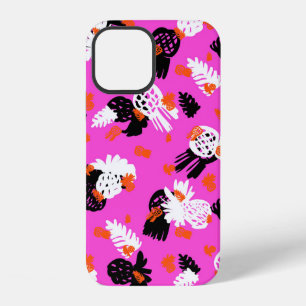 Small ditsy pattern with tropical motifs, hand dra iPhone 12 case