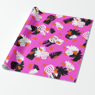 Small ditsy pattern with tropical motifs, hand dra wrapping paper