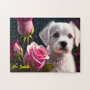 Small Dog And Rose Collection Jigsaw Puzzle