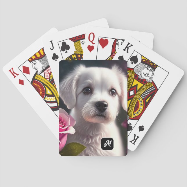 Small Dog And Rose Collection Playing Cards (Back)