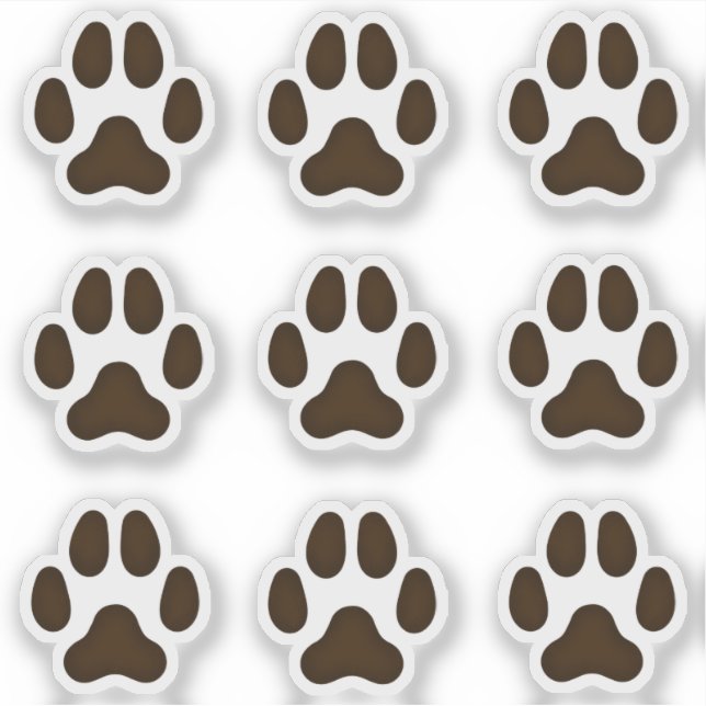 Small Dog Paw Prints Dark Brown Pet Stickers (Front)