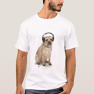 Small dog wearing headphones T-Shirt