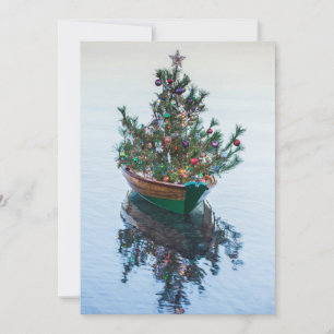 Small Dory with Christmas Tree Holiday Card