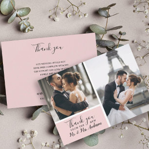 Small Elegant Blush 2 Photo Collage Wedding Card