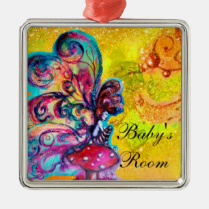 SMALL ELF OF MUSHROOMS DOOR HANGER METAL TREE DECORATION