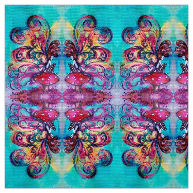 Small Elf of Mushrooms Fantasy Fabric (Swatch)