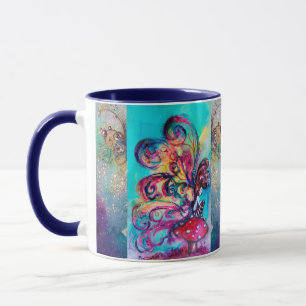 Small Elf of Mushrooms Fantasy Pink Monogram Mug
