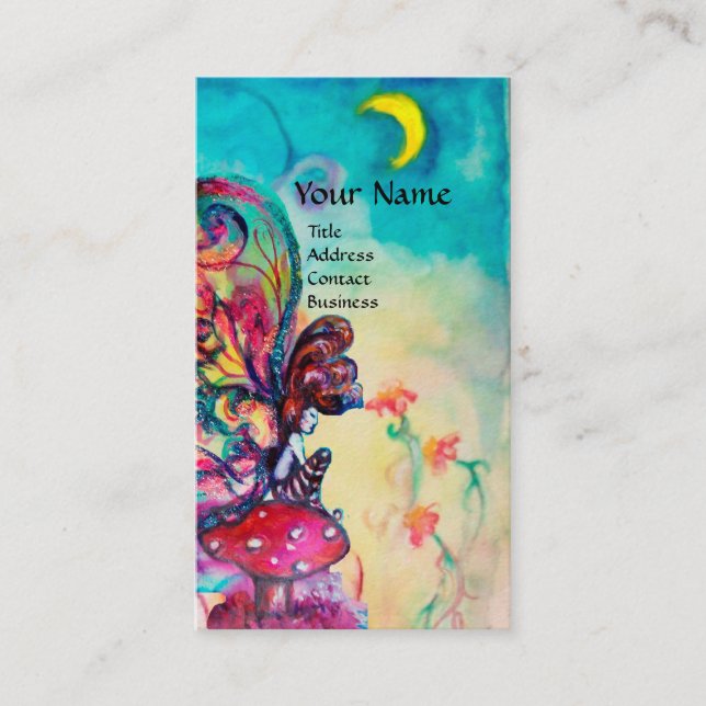 Small Elf of Mushrooms In the Night , Fantasy Business Card (Front)