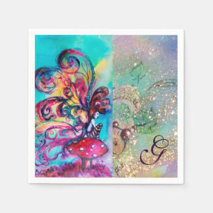 SMALL ELF OF MUSHROOMS MONOGRAM NAPKIN