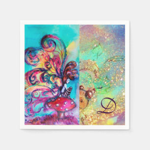 SMALL ELF OF MUSHROOMS MONOGRAM NAPKIN