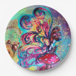 SMALL ELF OF MUSHROOMS  PAPER PLATE