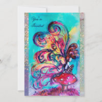SMALL ELF OF MUSHROOMS ,pink yellow blue sparkle