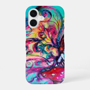 SMALL ELF OF MUSHROOMS ,pink yellow sparkle gold iPhone 16 Case