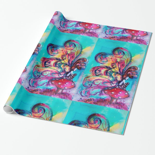Small Elf of Mushrooms Wrapping Paper (Unrolled)