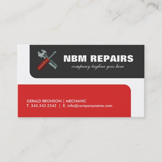 Small Engine Mechanic Business Cards (Front)