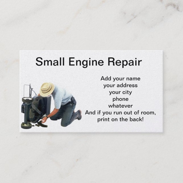 Small engine repair business card (Front)