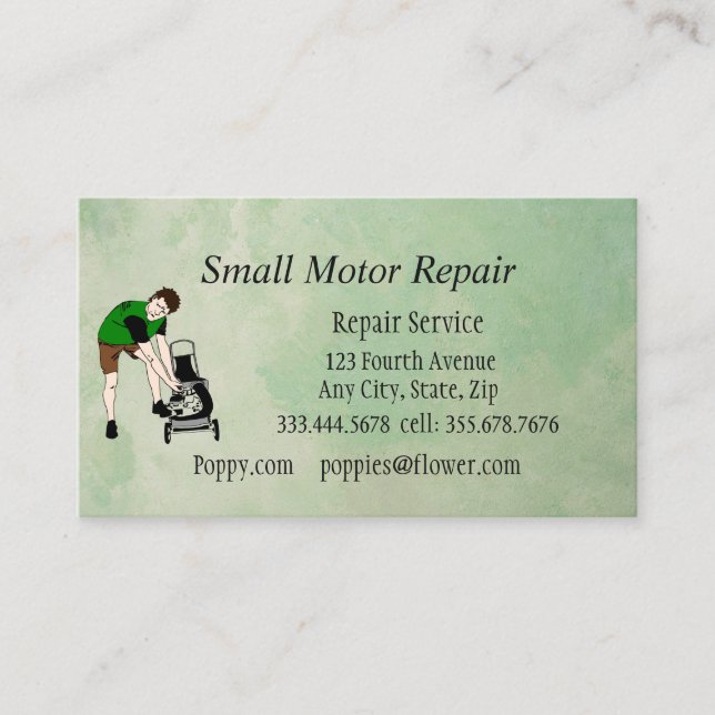Small Engine Repair Custom Business Cards (Front)